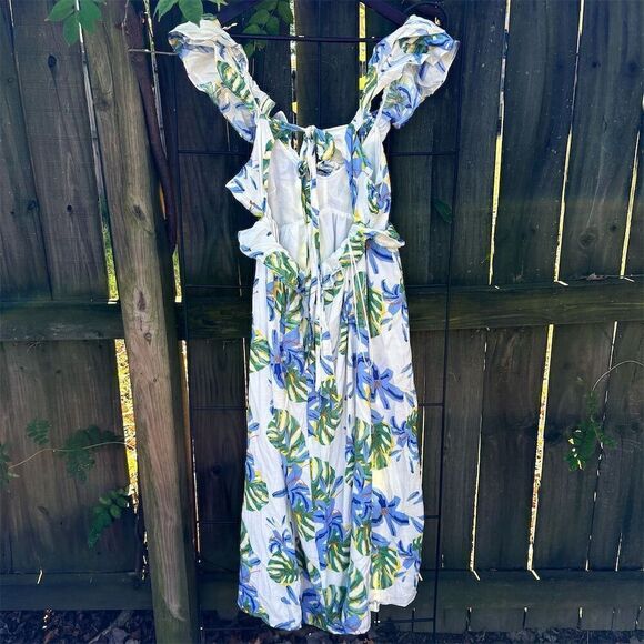 Sugarlips Women's Floral Ruffle Back Tie Midi Dress Size M - Picture 2 of 8